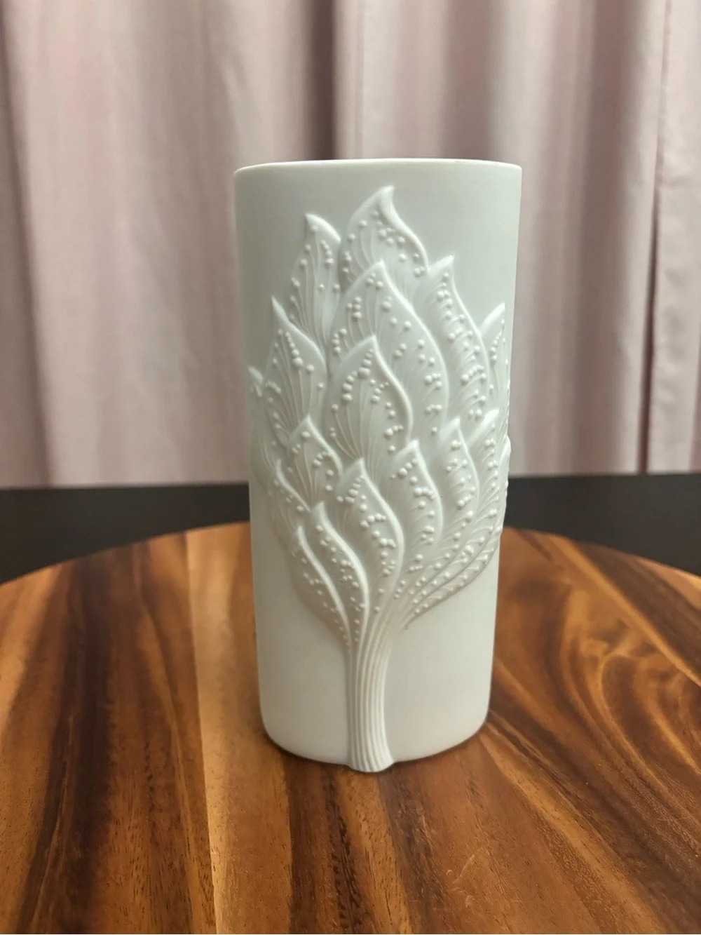 Kaiser W Germany Vintage White Bisque Porcelain Vase Modern Leaf MCM